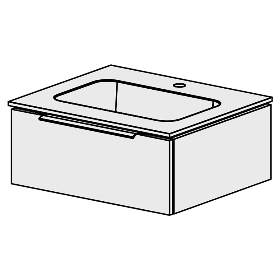 Élément inférieur  Glano Mineral
61 x 24.8 x 51.5 cm
recouvrement Fonte minérale blanc mat
avec lavabo au milieu
élément de tiroir 1&nbsp;tiroir
tiroir avec Blumotion
pour siphon à encombrement réduit 
et manchon à emboîter 32 mm