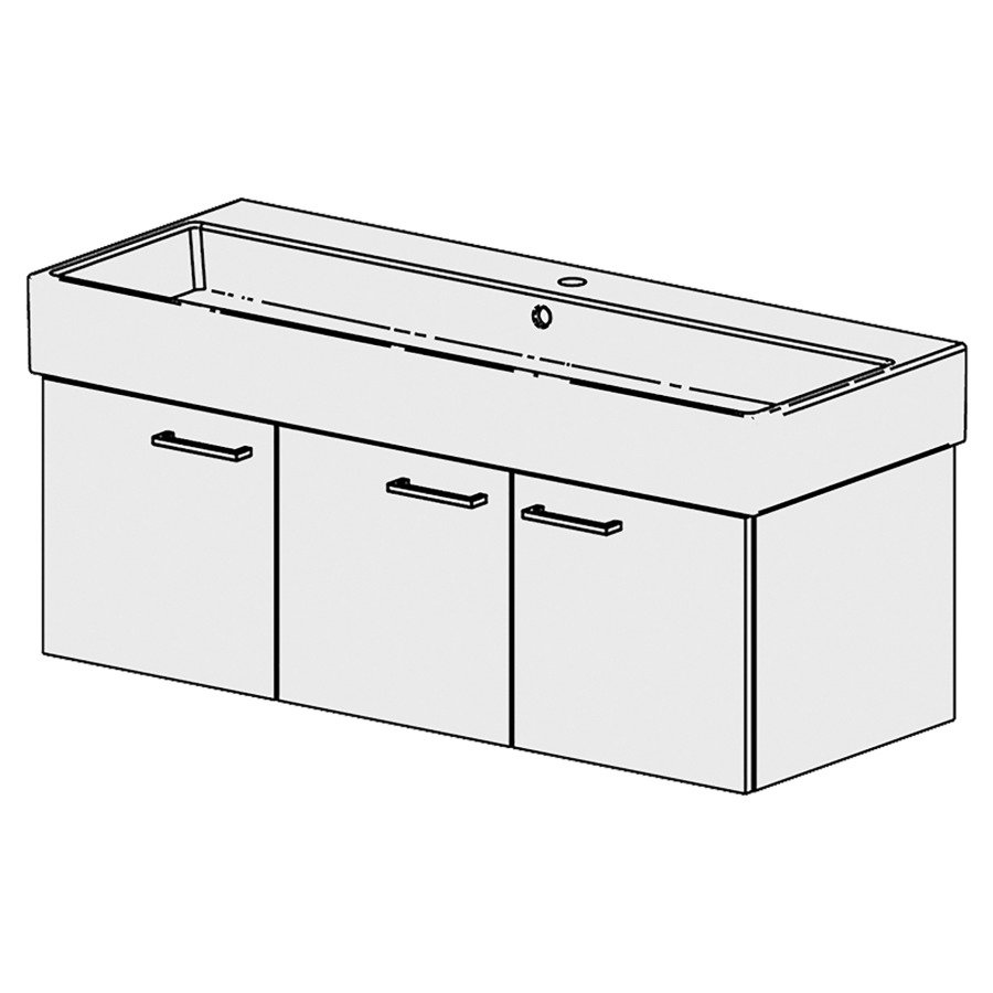 Élément inférieur  Vero Air Slim
116 x 39 x 45.8 cm
2&nbsp;armoires de tablette 3&nbsp;portes, 
linke Türe charnière à gauche
portes avec Blumotion