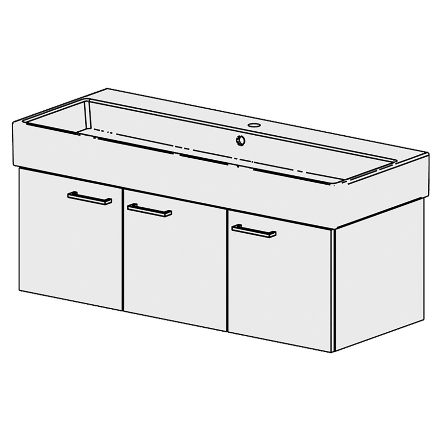 Élément inférieur  Vero Air Slim
116 x 39 x 45.8 cm
2&nbsp;armoires de tablette 3&nbsp;portes,
rechte Tür charnière à droite
portes avec Blumotion