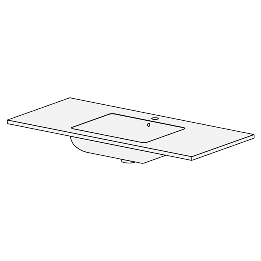 Table Glano UP 120 cm
L: 120,5, P: 54,5 cm
pour 1 lavabo encastré
au milieu, sans lavabo
exécution selon code
couleurs selon palette