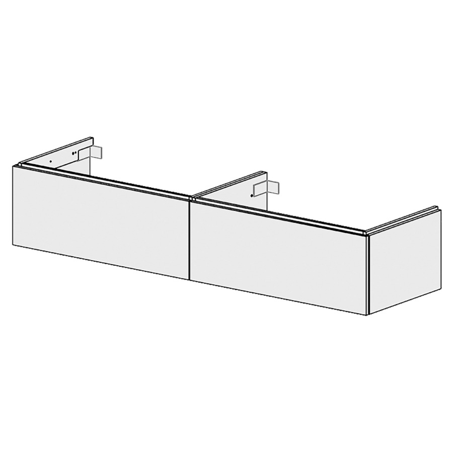 Élément inférieur  Glano Top
180 x 33.3 x 50.7 cm
pour 2&nbsp;lavabos
élément de tiroir 2&nbsp;tiroirs
tiroirs avec Blumotion
pour siphon à encombrement réduit 
et manchon à emboîter 32 mm