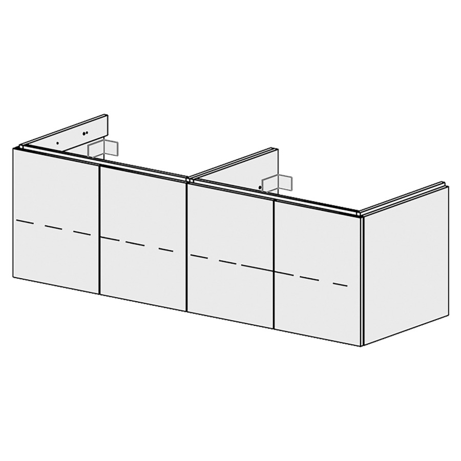 Élément inférieur  Glano Top
150 x 46 x 50.7 cm
pour lavabo à droite
2&nbsp;armoires de tablette 2&nbsp;portes chacune
1&nbsp;tablette chacune réglable
portes avec Blumotion
pour siphon à encombrement réduit 
et manchon à emboîter 32 mm