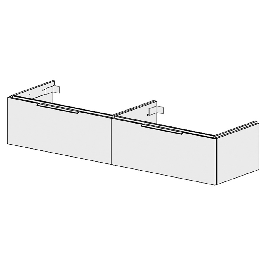 Élément inférieur  Glano Top
180 x 33.3 x 50.7 cm
pour 2&nbsp;lavabos
2&nbsp;éléments de tiroir 1&nbsp;tiroir chacune
tiroirs avec Blumotion
pour siphon à encombrement réduit 
et manchon à emboîter 32 mm