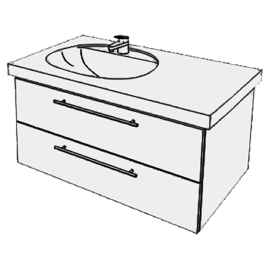 Élément inférieur  Talux New Comfort
86 x 46 x 53.8 cm
élément de tiroir 2&nbsp;tiroirs
pour lavabo à gauche
tiroirs avec Blumotion
pour siphon à encombrement réduit 
et manchon à emboîter 32 mm