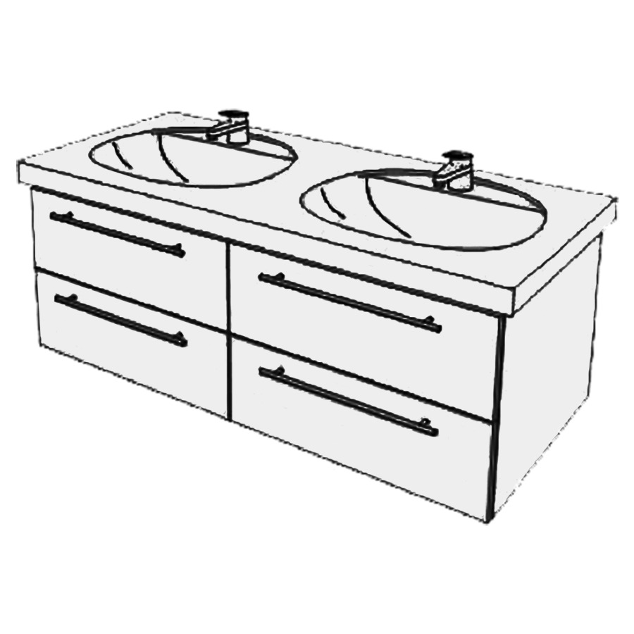 Élément inférieur  Talux New Comfort
116 x 46 x 53.8 cm
2&nbsp;éléments de tiroir 2&nbsp;tiroirs chacune
pour 2&nbsp;lavabos
tiroirs avec Blumotion
pour siphon à encombrement réduit 
et manchon à emboîter 32 mm