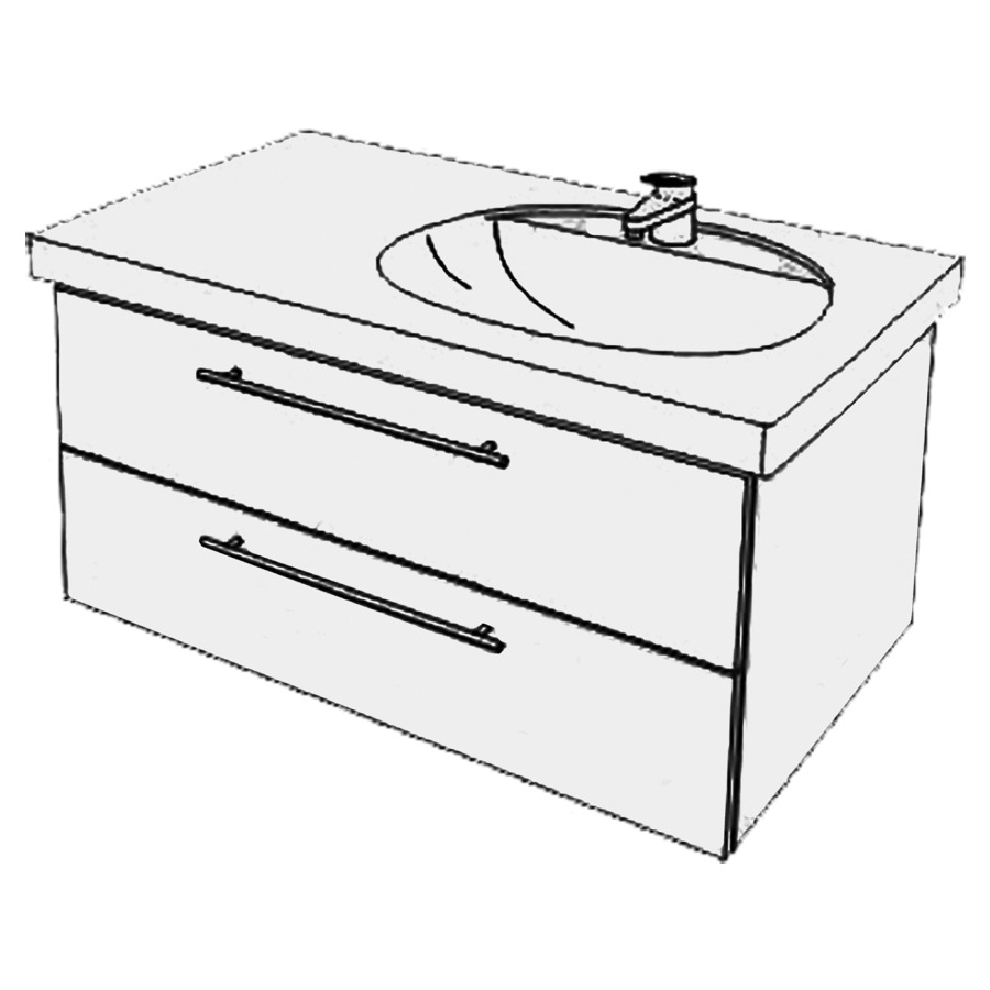 Élément inférieur  Talux New Comfort
86 x 46 x 53.8 cm
élément de tiroir 2&nbsp;tiroirs
pour lavabo à droite
tiroirs avec Blumotion
pour siphon à encombrement réduit 
et manchon à emboîter 32 mm