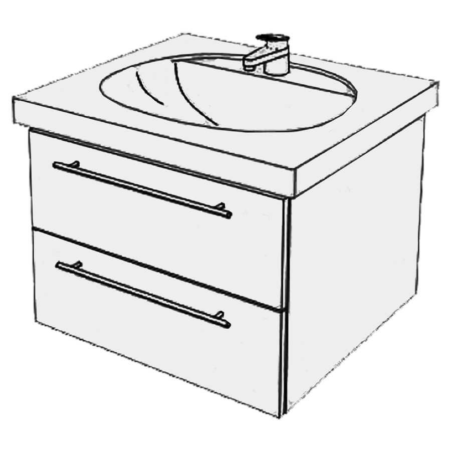 Élément inférieur  Talux New Comfort
56 x 46 x 53.8 cm
élément de tiroir 2&nbsp;tiroirs
tiroirs avec Blumotion
pour siphon à encombrement réduit 
et manchon à emboîter 32 mm