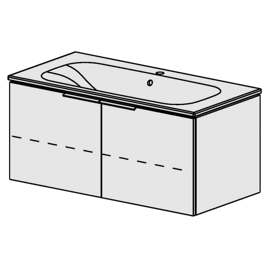 Élément inférieur  Glano Ceram Move II
106 x 49 x 51 cm
armoire de tablette 2&nbsp;portes
portes avec Blumotion
1&nbsp;tablette réglable
avec table en Céramique blanc
lavabo au milieu
avec trop-plein