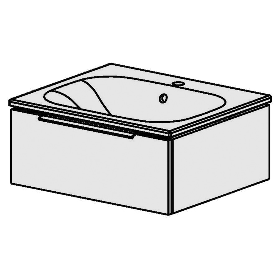 Élément inférieur  Glano Ceram Move II
61 x 26.3 x 51 cm
élément de tiroir 1&nbsp;tiroir
tiroir avec Blumotion
avec lavabo en Céramique blanc
lavabo au milieu avec trop-plein
pour siphon à encombrement réduit 
et manchon à emboîter 32 mm