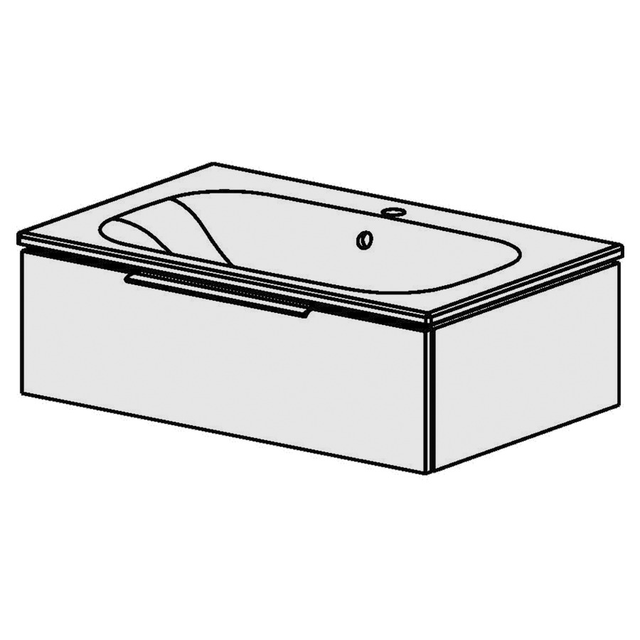 Élément inférieur  Glano Ceram Move II
81 x 26.3 x 51 cm
élément de tiroir 1&nbsp;tiroir
tiroir avec Blumotion
avec lavabo en Céramique blanc
lavabo au milieu avec trop-plein
pour siphon à encombrement réduit 
et manchon à emboîter 32 mm