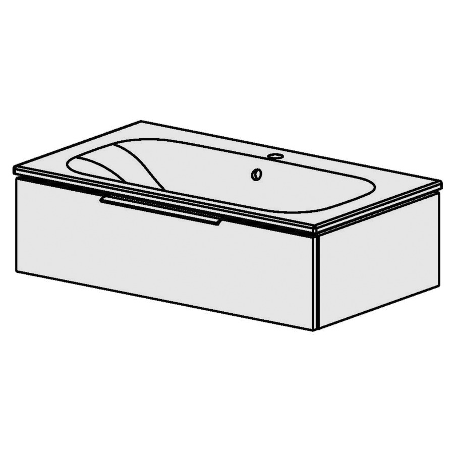 Élément inférieur  Glano Ceram Move II
91 x 26.3 x 51 cm
élément de tiroir 1&nbsp;tiroir
tiroir avec Blumotion
avec lavabo en Céramique blanc
lavabo au milieu avec trop-plein
pour siphon à encombrement réduit 
et manchon à emboîter 32 mm