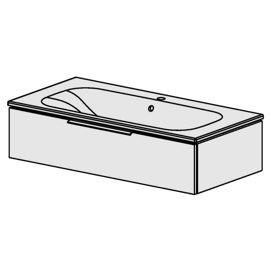 Élément inférieur  Glano Ceram Move II
106 x 26.3 x 51 cm
élément de tiroir 1&nbsp;tiroir
tiroir avec Blumotion
avec lavabo en Céramique blanc
lavabo au milieu avec trop-plein
pour siphon à encombrement réduit 
et manchon à emboîter 32 mm