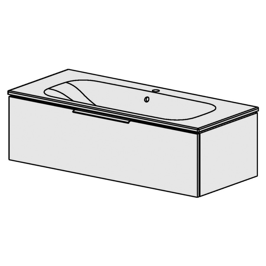 Élément inférieur  Glano Ceram Move II
121 x 36.3 x 51 cm
élément de tiroir 1&nbsp;tiroir
tiroir avec Blumotion
avec lavabo en Céramique blanc
lavabo au milieu avec trop-plein
pour siphon à encombrement réduit 
et manchon à emboîter 32 mm