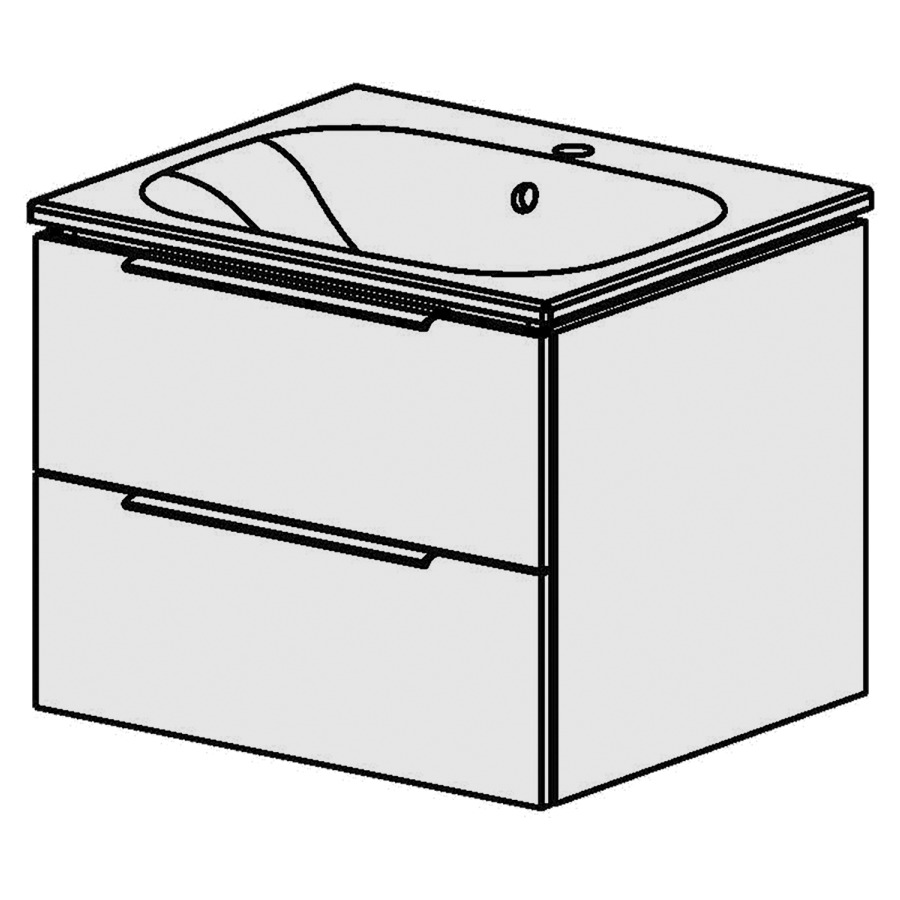 Élément inférieur  Glano Ceram Move II
61 x 49 x 51 cm
élément de tiroir 2&nbsp;tiroirs
tiroirs avec Blumotion
avec lavabo en Céramique blanc
lavabo au milieu avec trop-plein
pour siphon à encombrement réduit 
et manchon à emboîter 32 mm