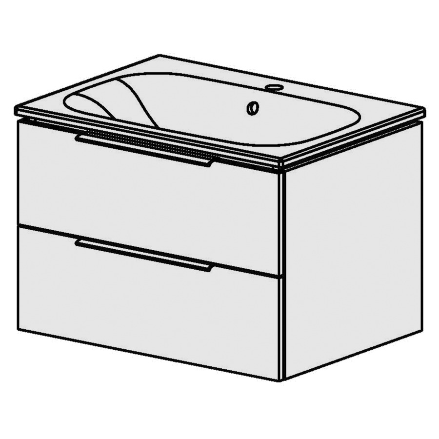 Élément inférieur  Glano Ceram Move II
61 x 49 x 51 cm
élément de tiroir 2&nbsp;tiroirs
tiroirs avec Blumotion
avec lavabo en Céramique blanc
lavabo au milieu avec trop-plein
pour siphon à encombrement réduit 
et manchon à emboîter 32 mm