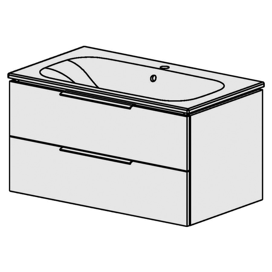 Élément inférieur  Glano Ceram Move II
91 x 49 x 51 cm
élément de tiroir 2&nbsp;tiroirs
tiroirs avec Blumotion
avec lavabo en Céramique blanc
lavabo au milieu avec trop-plein
pour siphon à encombrement réduit 
et manchon à emboîter 32 mm