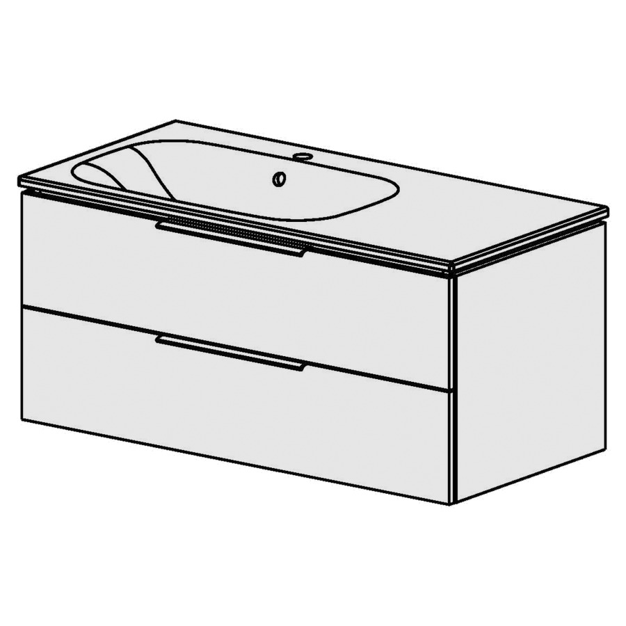 Élément inférieur  Glano Ceram Move II
106 x 49 x 51 cm
élément de tiroir 2&nbsp;tiroirs
tiroirs avec Blumotion
avec lavabo en Céramique blanc
lavabo à gauche avec trop-plein
pour siphon à encombrement réduit 
et manchon à emboîter 32 mm