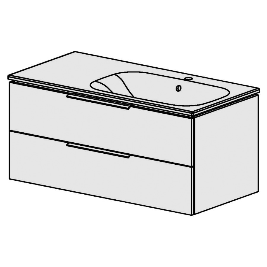Élément inférieur  Glano Ceram Move II
106 x 49 x 51 cm
élément de tiroir 2&nbsp;tiroirs
tiroirs avec Blumotion
avec lavabo en Céramique blanc
lavabo à droite avec trop-plein
pour siphon à encombrement réduit 
et manchon à emboîter 32 mm