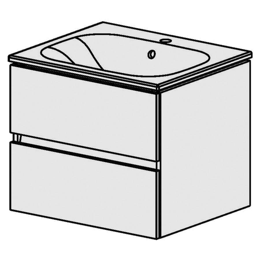 Élément inférieur  Glano Ceram Move II
61 x 52 x 51 cm
élément de tiroir 2&nbsp;tiroirs
tiroirs avec Blumotion
avec lavabo en Céramique blanc
lavabo au milieu avec trop-plein
pour siphon à encombrement réduit 
et manchon à emboîter 32 mm