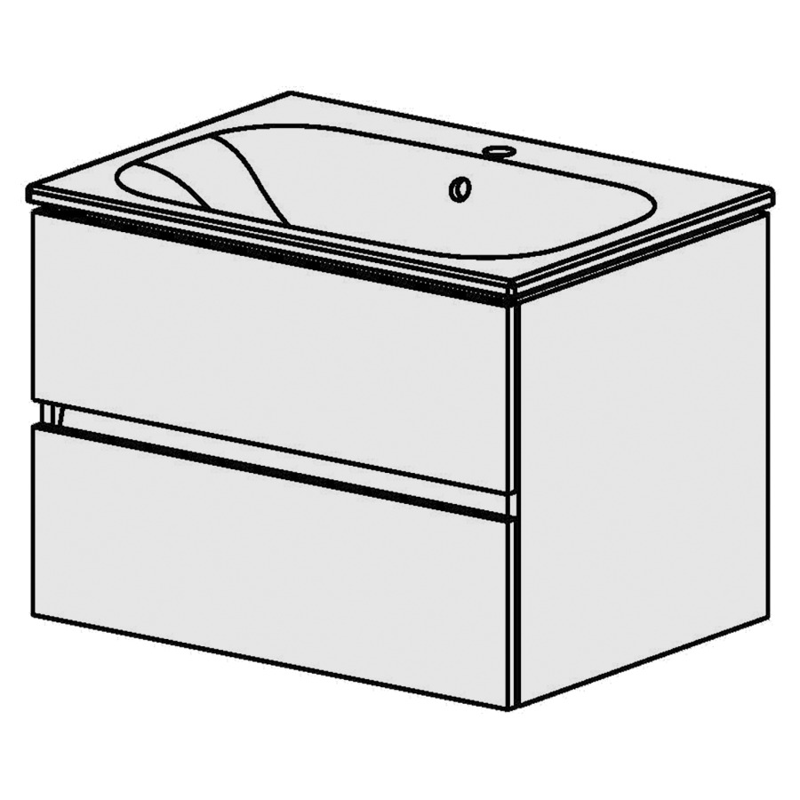 Élément inférieur  Glano Ceram Move II
71 x 52 x 51 cm
élément de tiroir 2&nbsp;tiroirs
tiroirs avec Blumotion
avec lavabo en Céramique blanc
lavabo au milieu avec trop-plein
pour siphon à encombrement réduit 
et manchon à emboîter 32 mm
