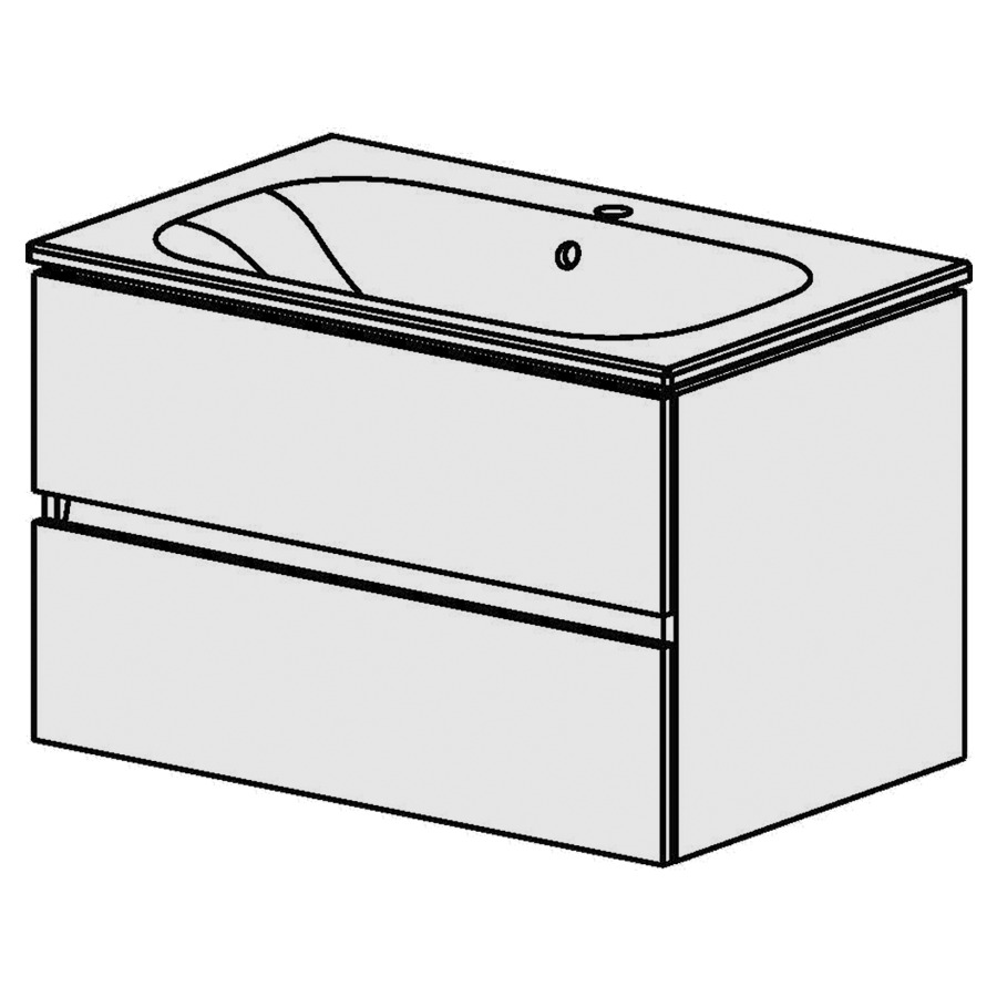 Élément inférieur  Glano Ceram Move II
81 x 52 x 51 cm
élément de tiroir 2&nbsp;tiroirs
tiroirs avec Blumotion
avec lavabo en Céramique blanc
lavabo au milieu avec trop-plein
pour siphon à encombrement réduit 
et manchon à emboîter 32 mm
