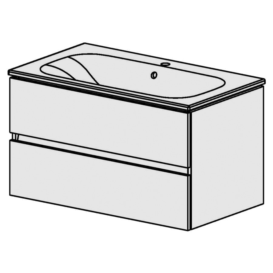 Élément inférieur  Glano Ceram Move II
91 x 52 x 51 cm
élément de tiroir 2&nbsp;tiroirs
tiroirs avec Blumotion
avec lavabo en Céramique blanc
lavabo au milieu avec trop-plein
pour siphon à encombrement réduit 
et manchon à emboîter 32 mm