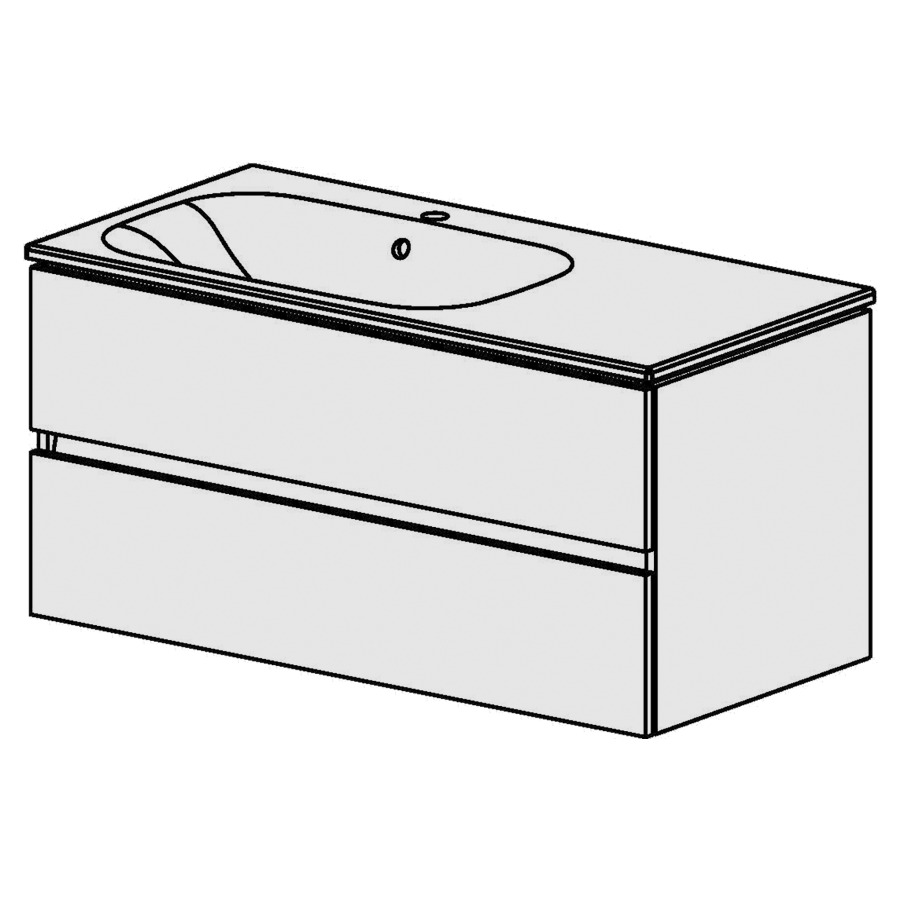 Élément inférieur  Glano Ceram Move II
106 x 52 x 51 cm
élément de tiroir 2&nbsp;tiroirs
tiroirs avec Blumotion
avec lavabo en Céramique blanc
lavabo à gauche avec trop-plein
pour siphon à encombrement réduit 
et manchon à emboîter 32 mm