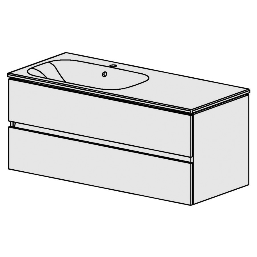 Élément inférieur  Glano Ceram Move II
121 x 52 x 51 cm
élément de tiroir 2&nbsp;tiroirs
tiroirs avec Blumotion
avec lavabo en Céramique blanc
lavabo à gauche avec trop-plein
pour siphon à encombrement réduit 
et manchon à emboîter 32 mm