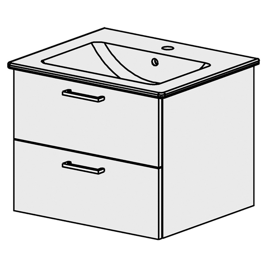 Élément inférieur  Venticello Comfort
56 x 46 x 48.8 cm
élément de tiroir 2&nbsp;tiroirs
tiroirs avec Blumotion
pour siphon à encombrement réduit 
et manchon à emboîter 32 mm