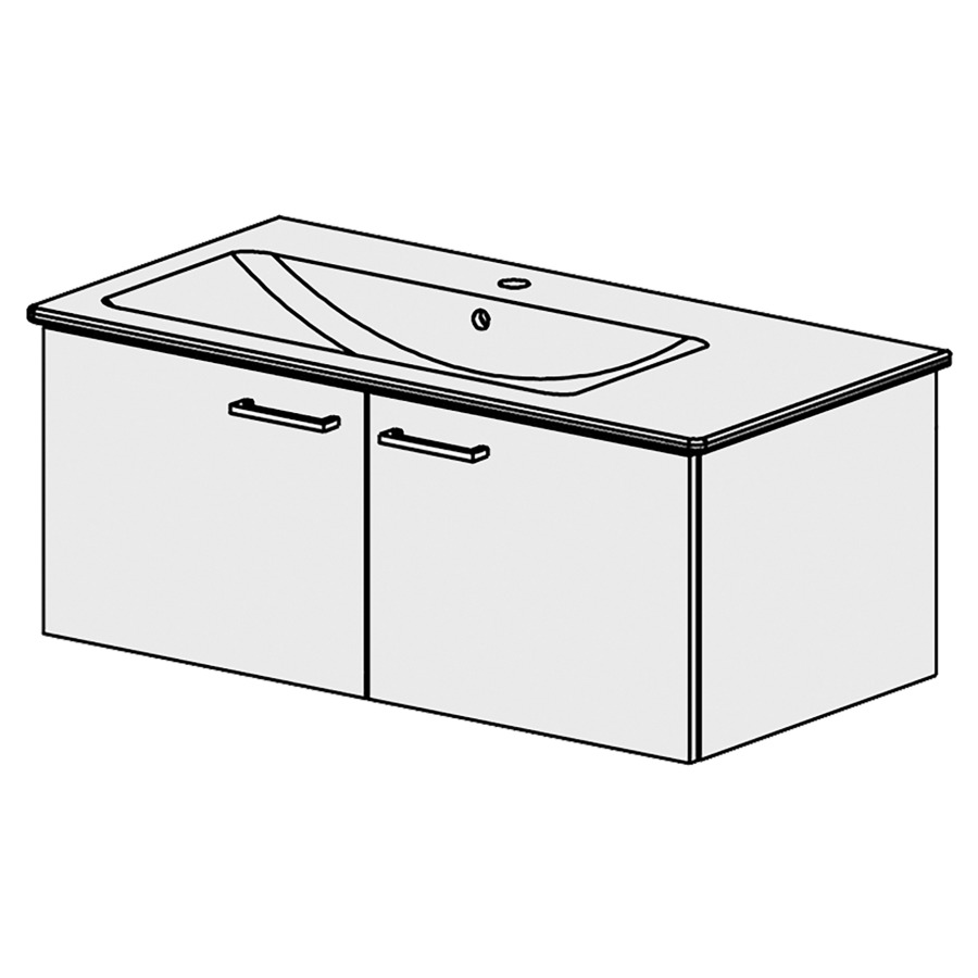 Élément inférieur  Venticello Slim
96 x 39 x 48.8 cm
armoire de tablette 2&nbsp;portes
portes avec Blumotion
pour lavabo à gauche