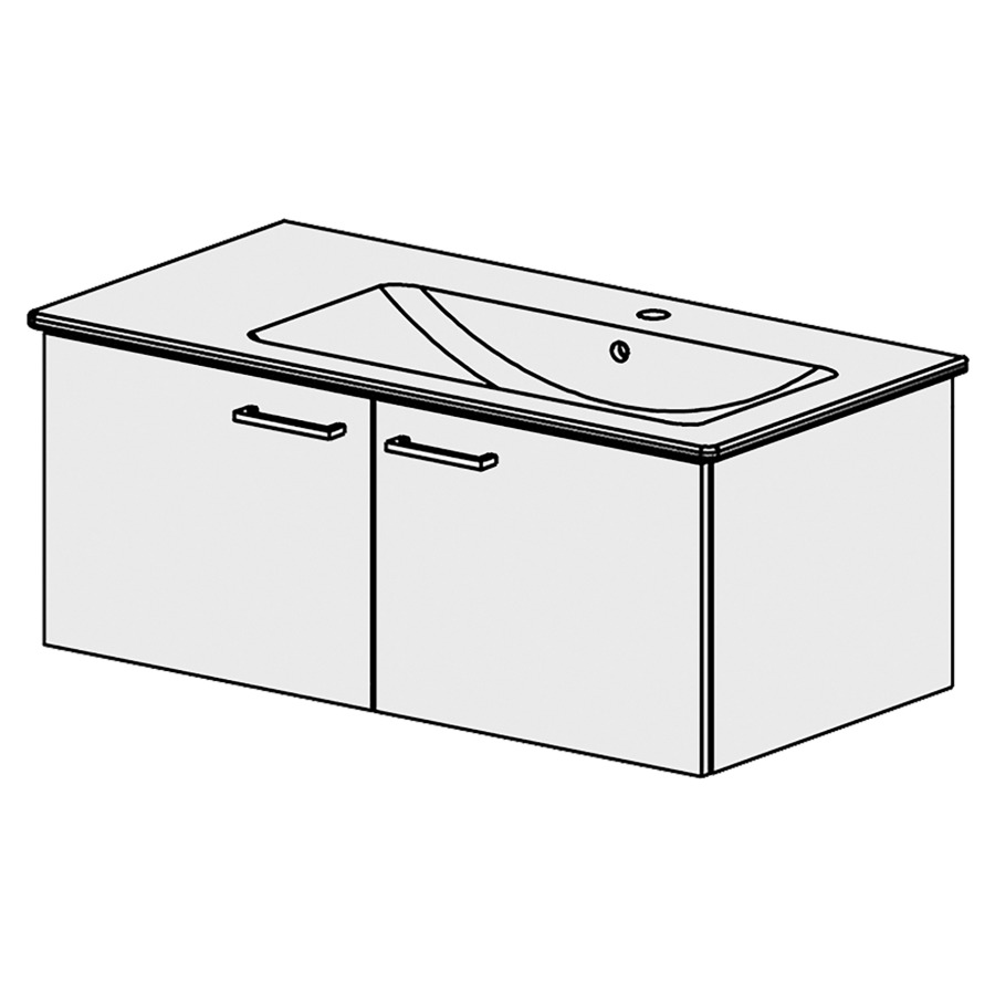 Élément inférieur  Venticello Slim
96 x 39 x 48.8 cm
armoire de tablette 2&nbsp;portes
portes avec Blumotion
pour lavabo à droite