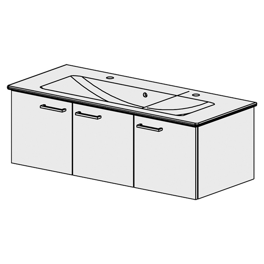 Élément inférieur  Venticello Slim
116 x 39 x 48.8 cm
2&nbsp;armoires de tablette 3&nbsp;portes, 
porte à droite charnière à droite
portes avec Blumotion