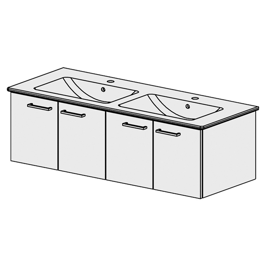 Élément inférieur  Venticello Slim
126 x 39 x 48.8 cm
2&nbsp;armoires de tablette 2&nbsp;portes chacune
portes avec Blumotion
pour 2&nbsp;lavabos