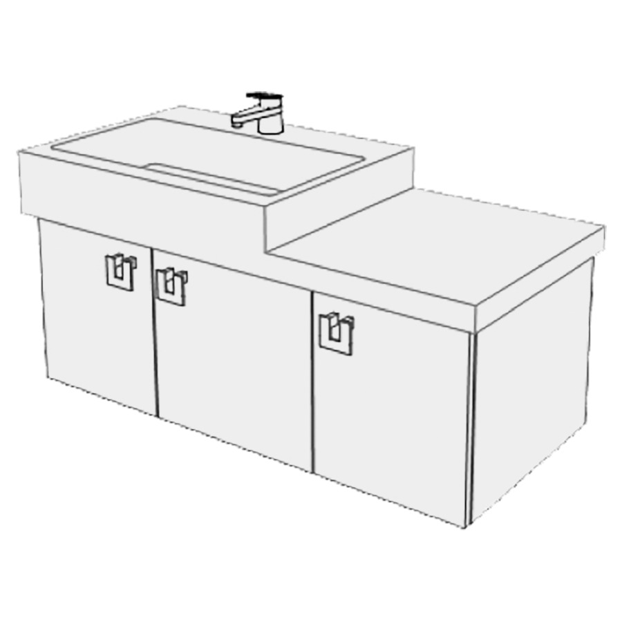 Élément inférieur  Living City Slim
96 x 39 x 43.8 cm
2&nbsp;armoires de tablette 3&nbsp;portes
porte droite charnière à droite
portes avec Blumotion
pour lavabo à gauche