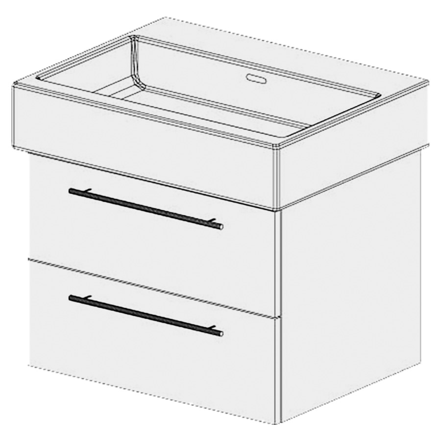 Élément inférieur  Living City Comfort
56 x 46 x 43.8 cm
élément de tiroir 2&nbsp;tiroirs
tiroirs avec Blumotion
pour siphon à encombrement réduit 
et manchon à emboîter 32 mm