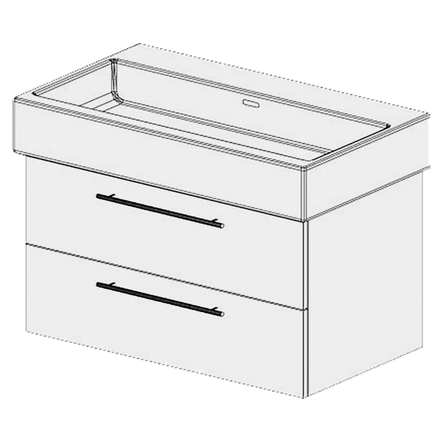 Élément inférieur  Living City Comfort
76 x 46 x 43.8 cm
élément de tiroir 2&nbsp;tiroirs
tiroirs avec Blumotion
pour siphon à encombrement réduit 
et manchon à emboîter 32 mm