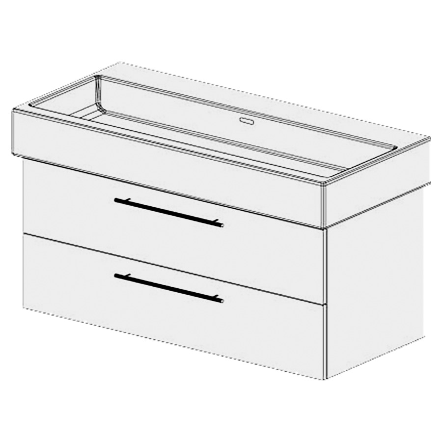 Élément inférieur  Living City Comfort
96 x 46 x 43.8 cm
élément de tiroir 2&nbsp;tiroirs
tiroirs avec Blumotion
pour siphon à encombrement réduit 
et manchon à emboîter 32 mm