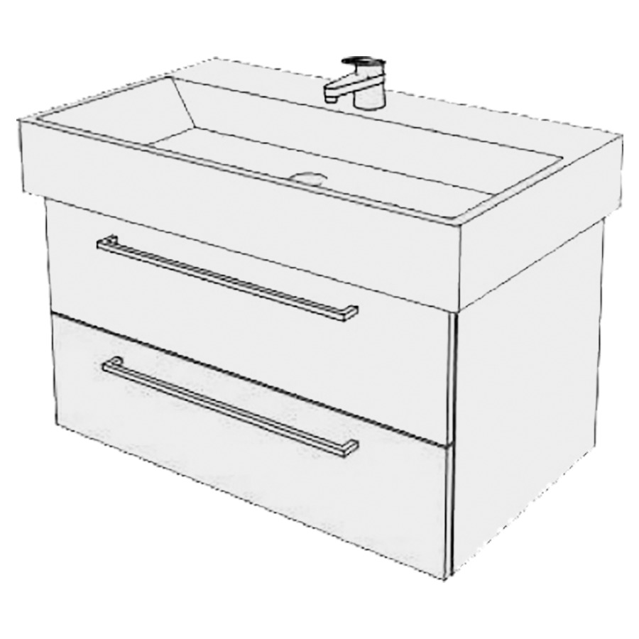 Élément inférieur  Memento Comfort
76 x 45 x 44.8 cm
élément de tiroir 2&nbsp;tiroirs
tiroirs avec Blumotion
pour siphon à encombrement réduit 
et manchon à emboîter 32 mm