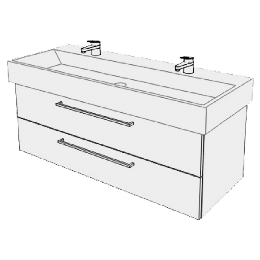 Élément inférieur  Memento Comfort
116 x 45 x 44.8 cm
élément de tiroir 2&nbsp;tiroirs
tiroirs avec Blumotion
pour siphon à encombrement réduit 
et manchon à emboîter 32 mm