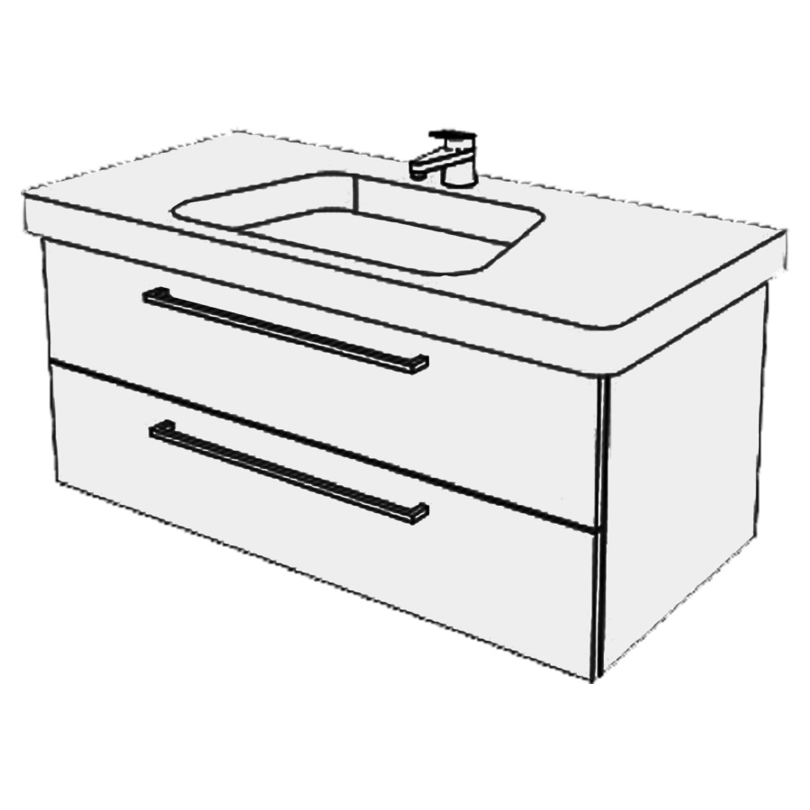Élément inférieur  Moderna Plus Comfort
95 x 46 x 45.8 cm
élément de tiroir 2&nbsp;tiroirs
tiroirs avec Blumotion
pour 1&nbsp;lavabo
pour siphon à encombrement réduit 
et manchon à emboîter 32 mm
