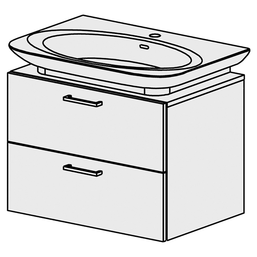 Élément inférieur  Palace New Comfort
65 x 47.6 x 44.8 cm
élément de tiroir 2&nbsp;tiroirs
tiroirs avec Blumotion
pour siphon à encombrement réduit 
et manchon à emboîter 32 mm