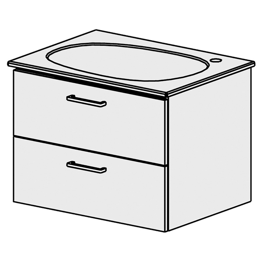 Élément inférieur  Palomba New Comfort
62 x 46 x 46.8 cm
élément de tiroir 2&nbsp;tiroirs
tiroirs avec Blumotion
pour siphon à encombrement réduit 
et manchon à emboîter 32 mm