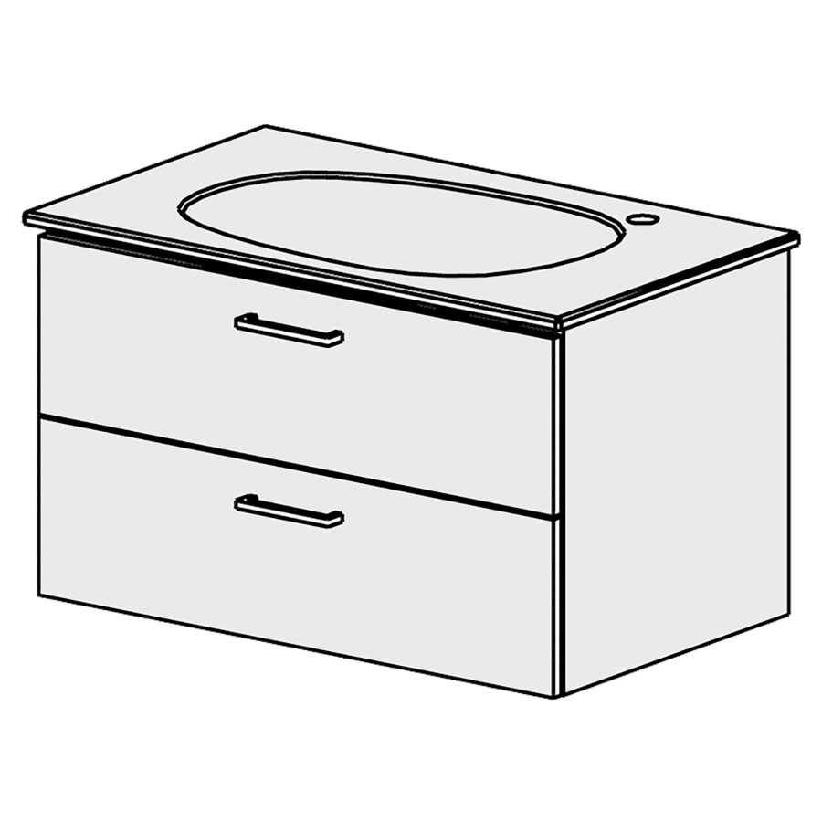 Élément inférieur  Palomba New Comfort
77 x 46 x 46.8 cm
élément de tiroir 2&nbsp;tiroirs
tiroirs avec Blumotion
pour siphon à encombrement réduit 
et manchon à emboîter 32 mm