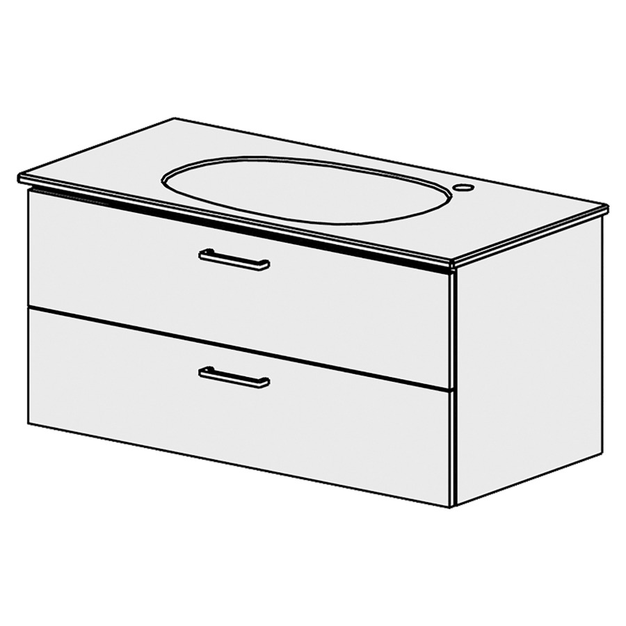 Élément inférieur  Palomba New Comfort
97 x 46 x 48.8 cm
2&nbsp;éléments de tiroir 2&nbsp;tiroirs chacune
tiroirs avec Blumotion
pour siphon à encombrement réduit 
et manchon à emboîter 32 mm