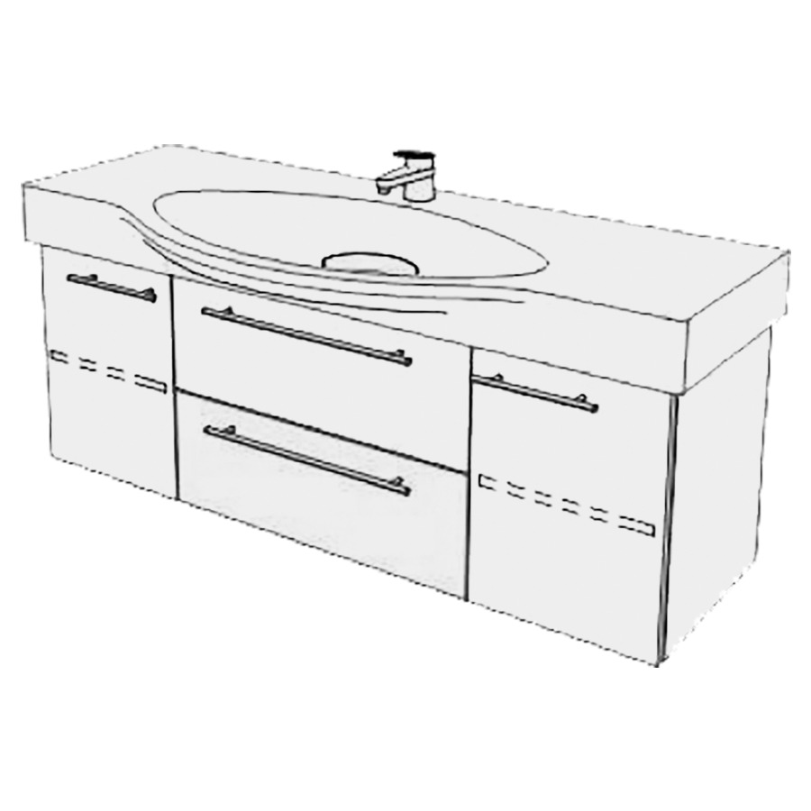 Élément inférieur  Palace Comfort
116 x 46 x 35.8 cm
élément de tiroir 2&nbsp;tiroirs au milieu
2 armoires de tablette 1&nbsp;porte chacune
porte à gauche charnière à gauche
porte à droite charnière à droite
1&nbsp;tablette chacune réglable
tiroirs et portes avec Blumotion
pour siphon à encombrement réduit 
et manchon à emboîter 32 mm