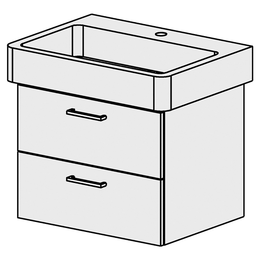 Élément inférieur  Pro Comfort
58 x 46 x 44.8 cm
élément de tiroir 2&nbsp;tiroirs
tiroirs avec Blumotion
pour siphon à encombrement réduit 
et manchon à emboîter 32 mm