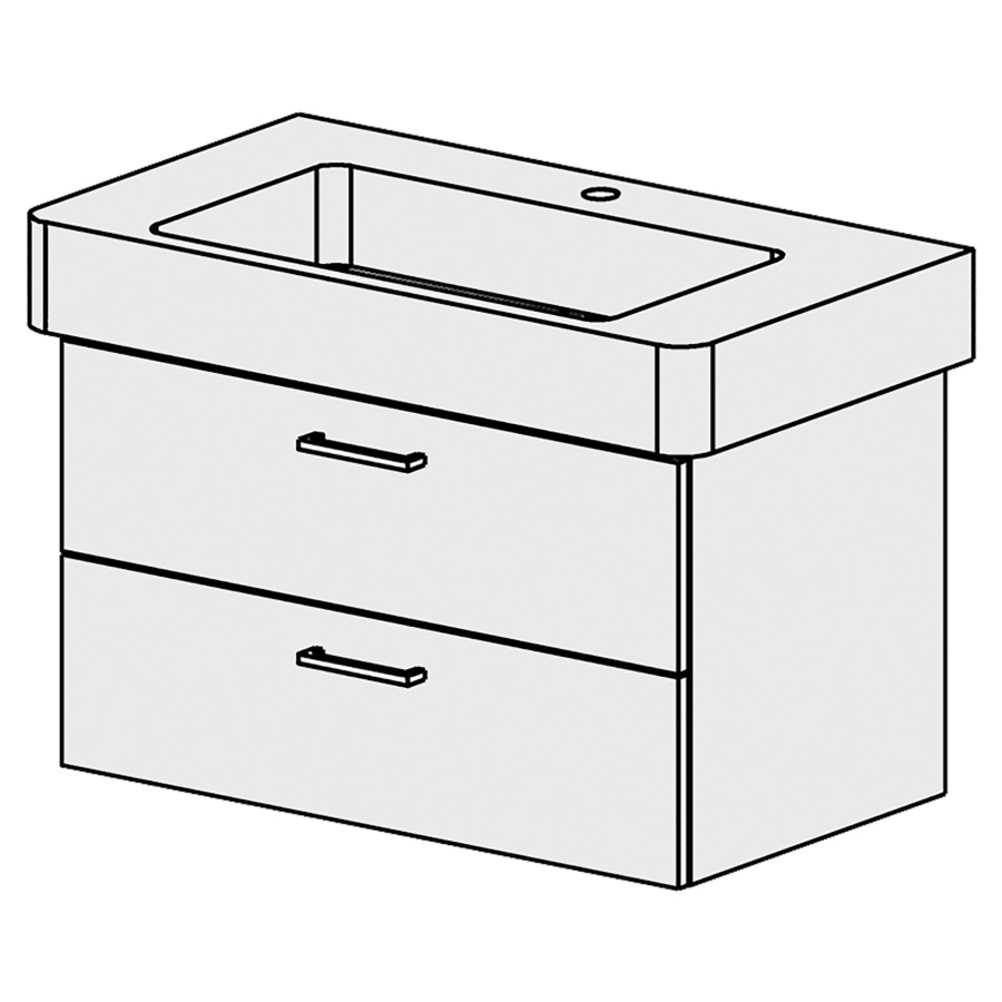 Élément inférieur  Pro Comfort
78 x 46 x 44.8 cm
élément de tiroir 2&nbsp;tiroirs
tiroirs avec Blumotion
pour siphon à encombrement réduit 
et manchon à emboîter 32 mm