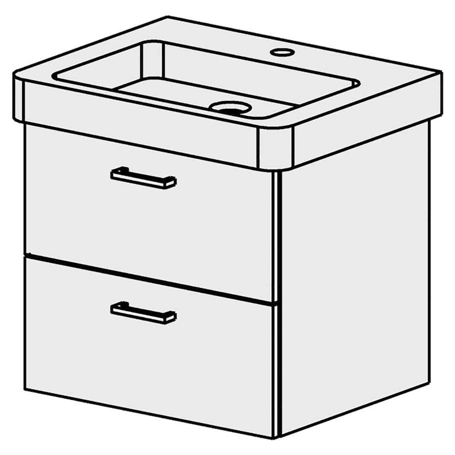 Élément inférieur  Subway 2 Comfort
50 x 46 x 41.8 cm
élément de tiroir 2&nbsp;tiroirs
tiroirs avec Blumotion
pour siphon à encombrement réduit 
et manchon à emboîter 32 mm