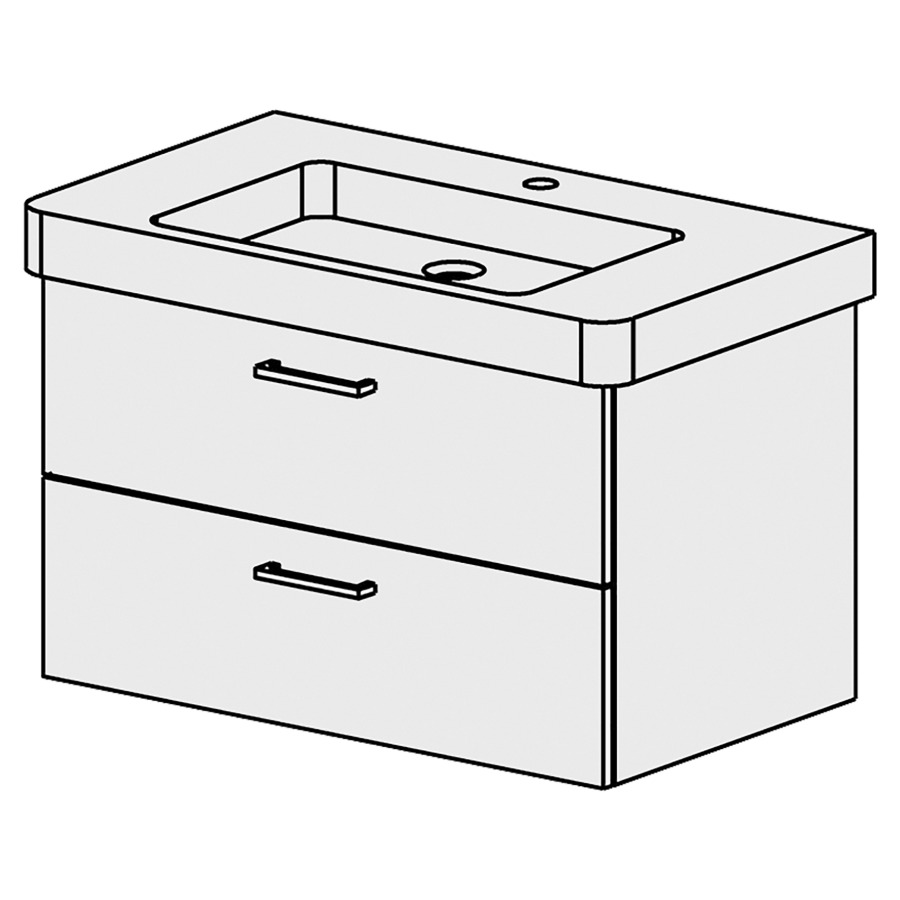 Élément inférieur  Subway 2 Comfort
95 x 46 x 44.8 cm
élément de tiroir 2&nbsp;tiroirs
tiroirs avec Blumotion
pour siphon à encombrement réduit 
et manchon à emboîter 32 mm