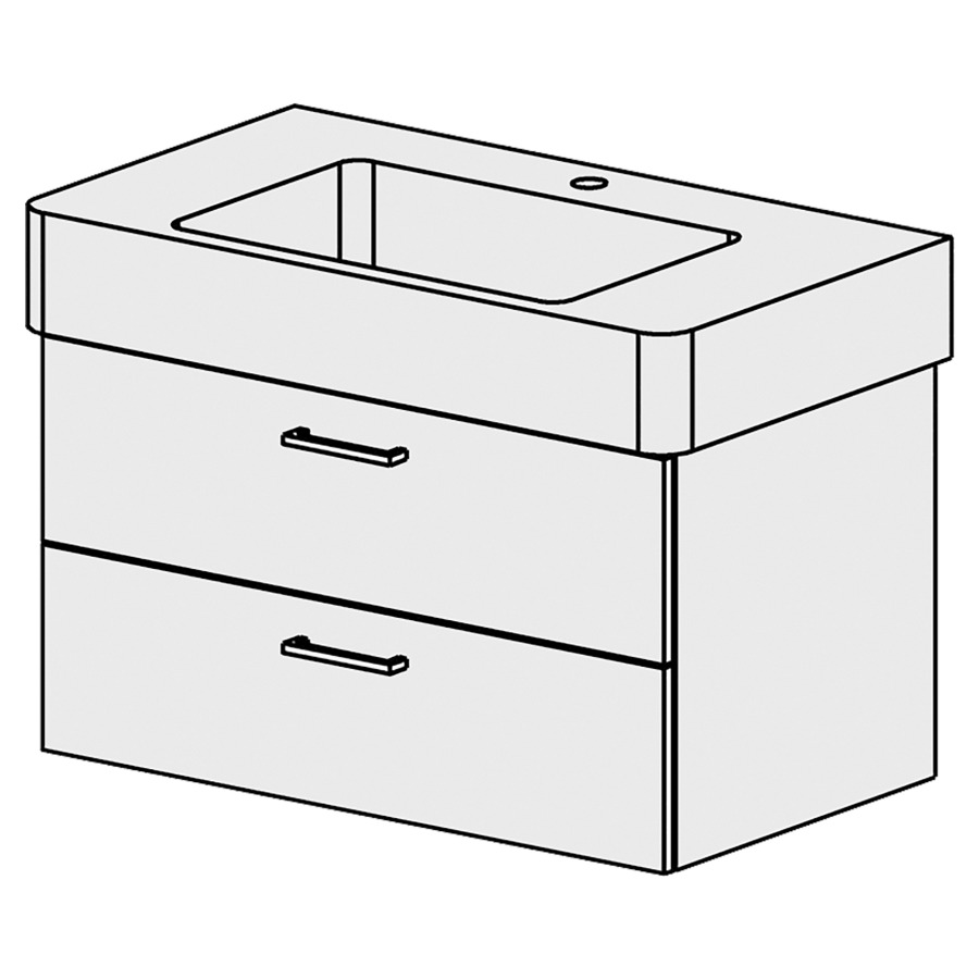 Élément inférieur  Vero Comfort
80.7 x 46 x 46.8 cm
élément de tiroir 2&nbsp;tiroirs
tiroirs avec Blumotion
pour siphon à encombrement réduit 
et manchon à emboîter 32 mm